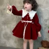 đầm nhung đỏ cho bé gái 1