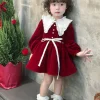 đầm nhung đỏ cho bé gái